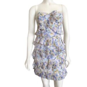 CYNTHIA STEFFE PASTEL RUFFLE SHEATH COCKTAIL DRESS SIZE 0